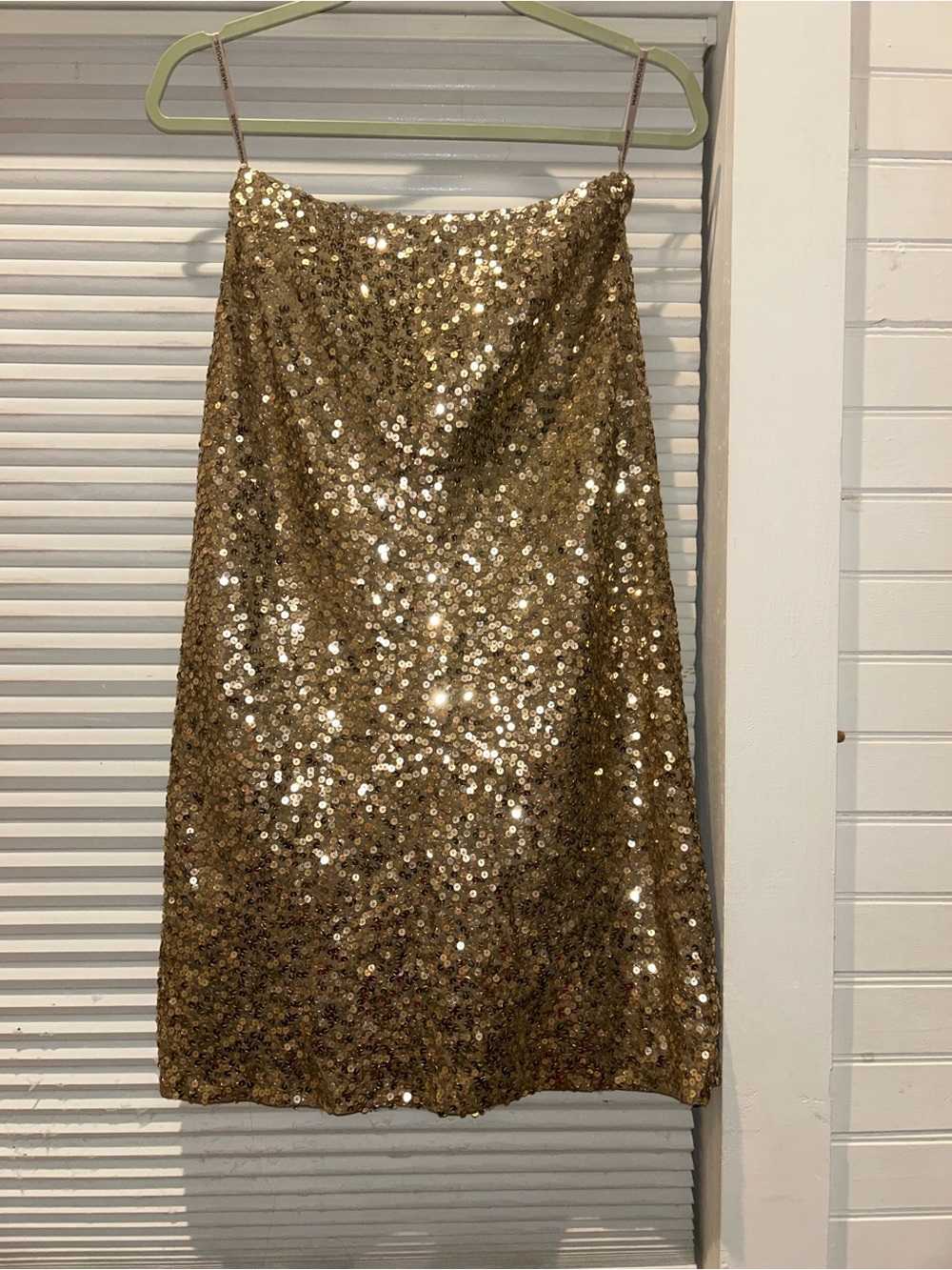 Warehouse Silk Gold Sequin Midi Skirt | Lined | Womens 4 UK8 |High Waist